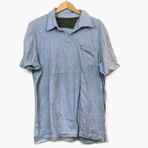 ALFANI Mens Blue Cream Ivory Marled 100% Cotton Short Sleeve Polo Style Shirt XL